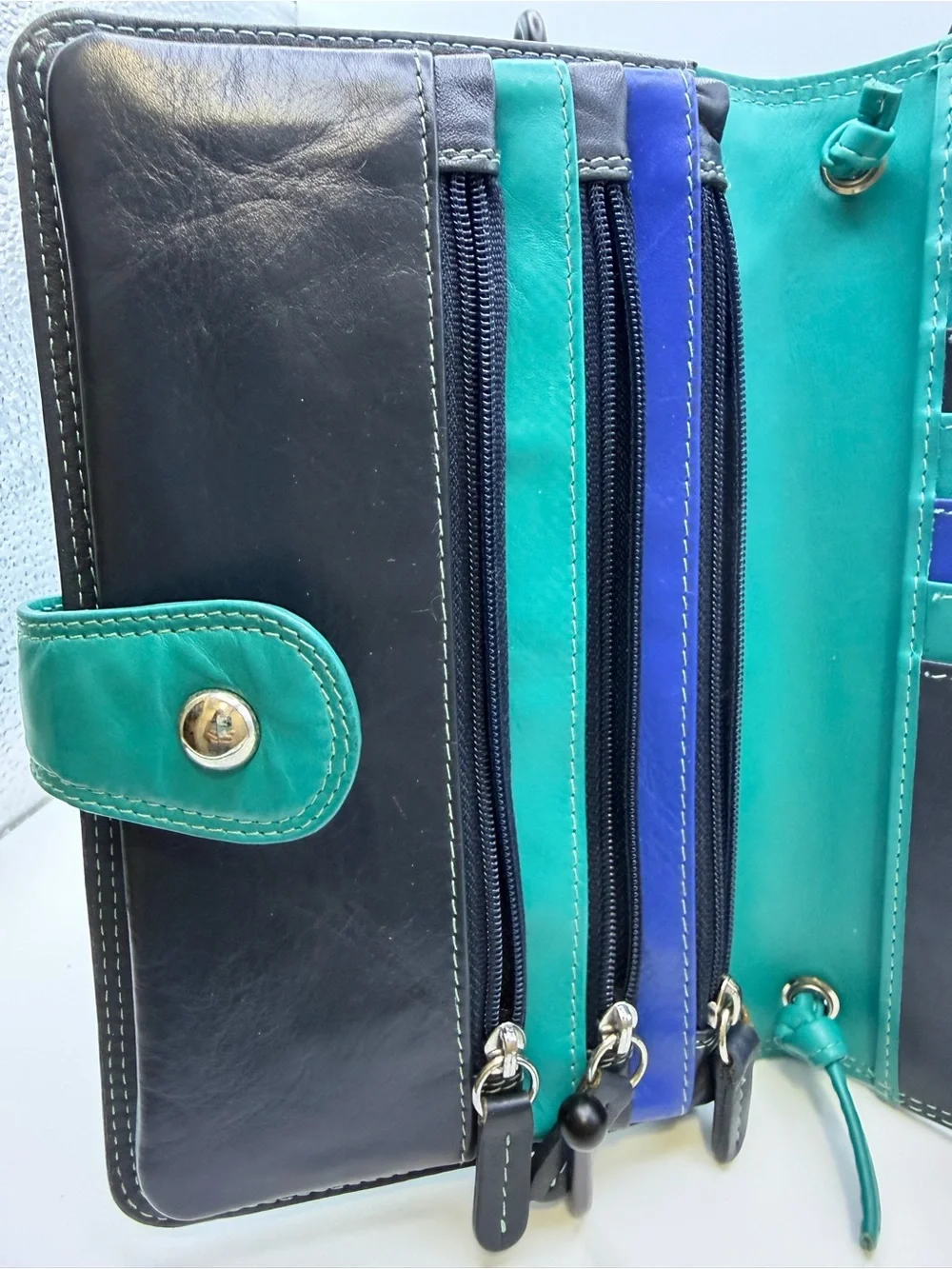 Oran Leather Australia Large Organizer Wallet Crossbody Purse Genuine Leather